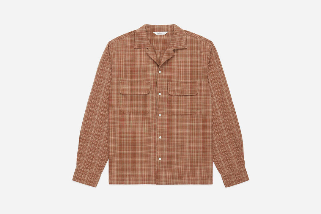 3sixteen Open Collar Shirt - Amber Micro Plaid