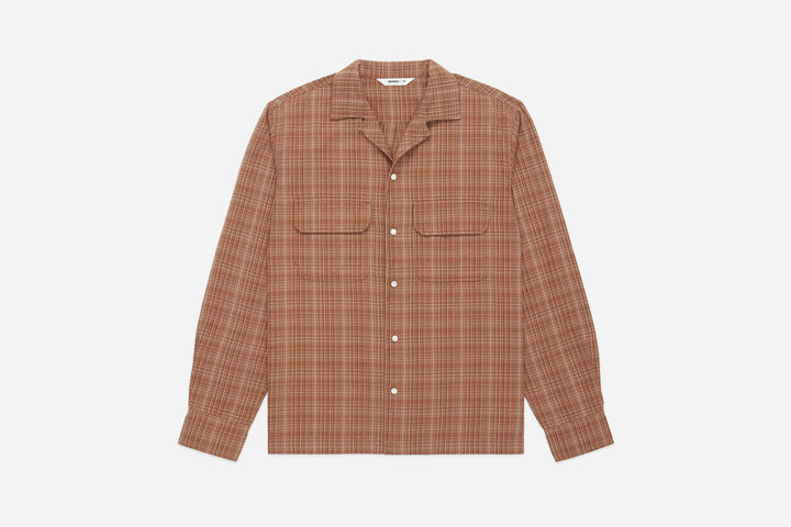 3sixteen Open Collar Shirt - Amber Micro Plaid