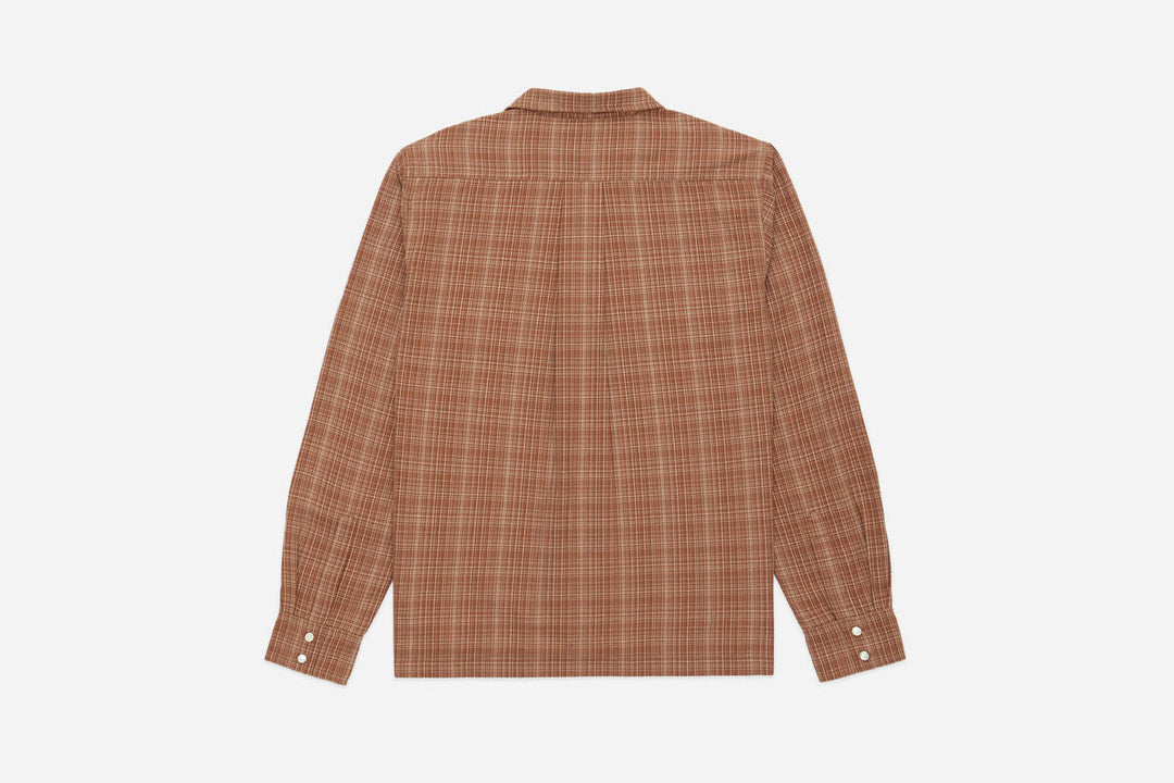3sixteen Open Collar Shirt - Amber Micro Plaid
