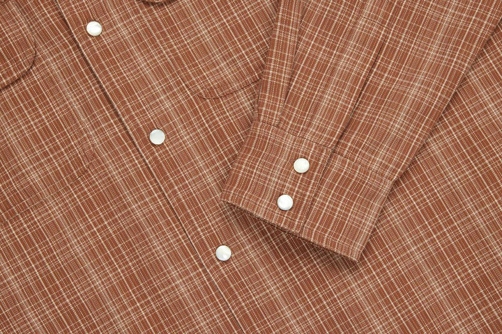 3sixteen Open Collar Shirt - Amber Micro Plaid