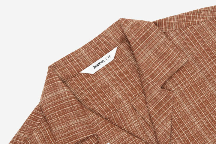 3sixteen Open Collar Shirt - Amber Micro Plaid