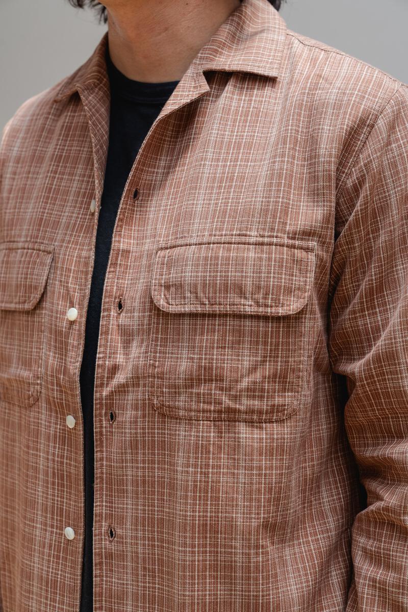 3sixteen Open Collar Shirt - Amber Micro Plaid