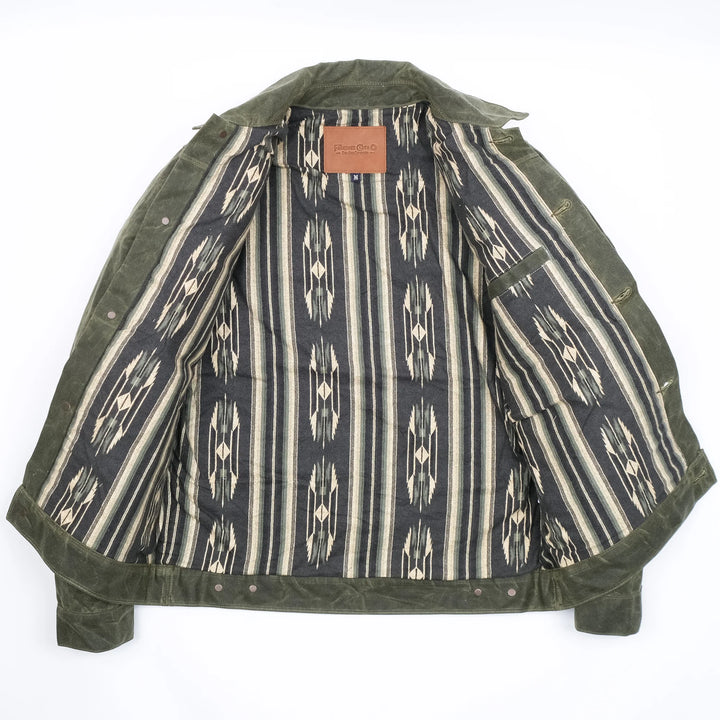 Freenote Cloth Riders Jacket Waxed Canvas - Olive