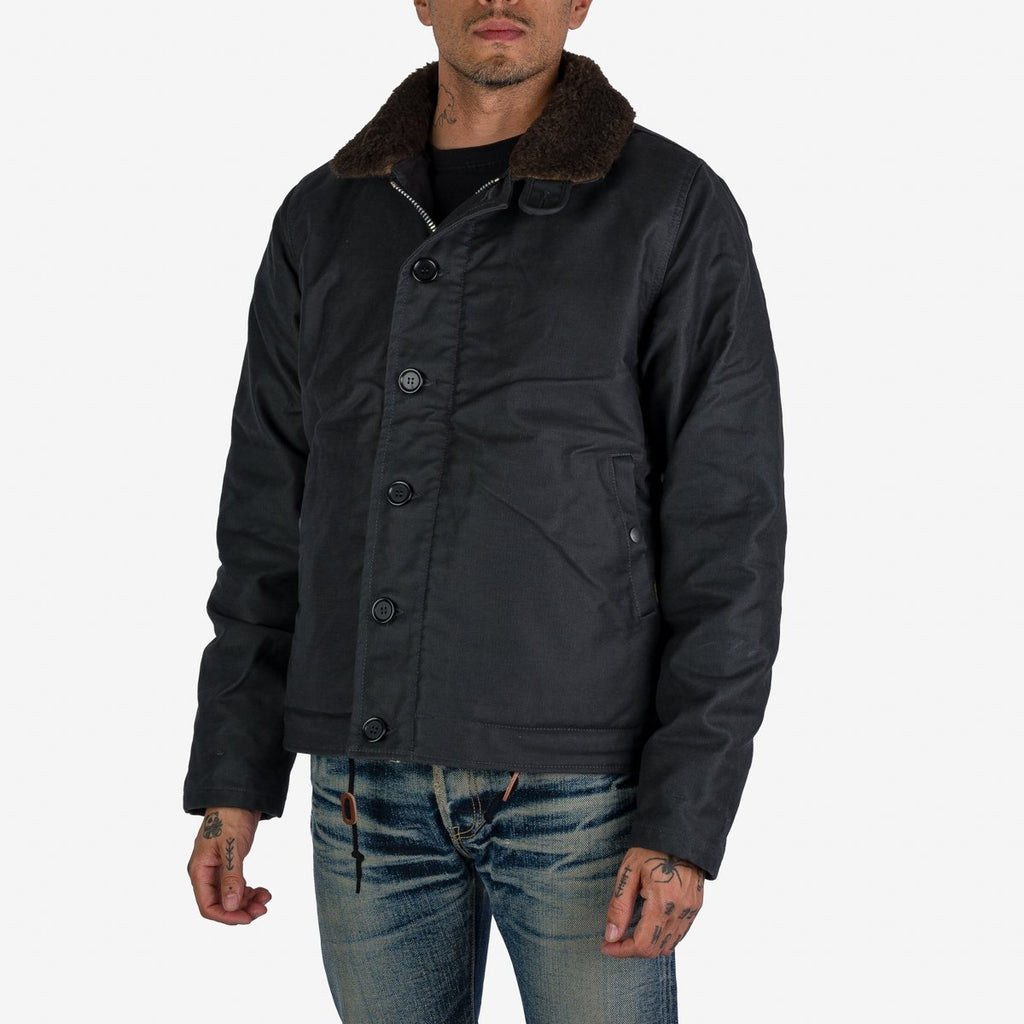 Iron Heart Oiled Whipcord N1 Deck Jacket - Black