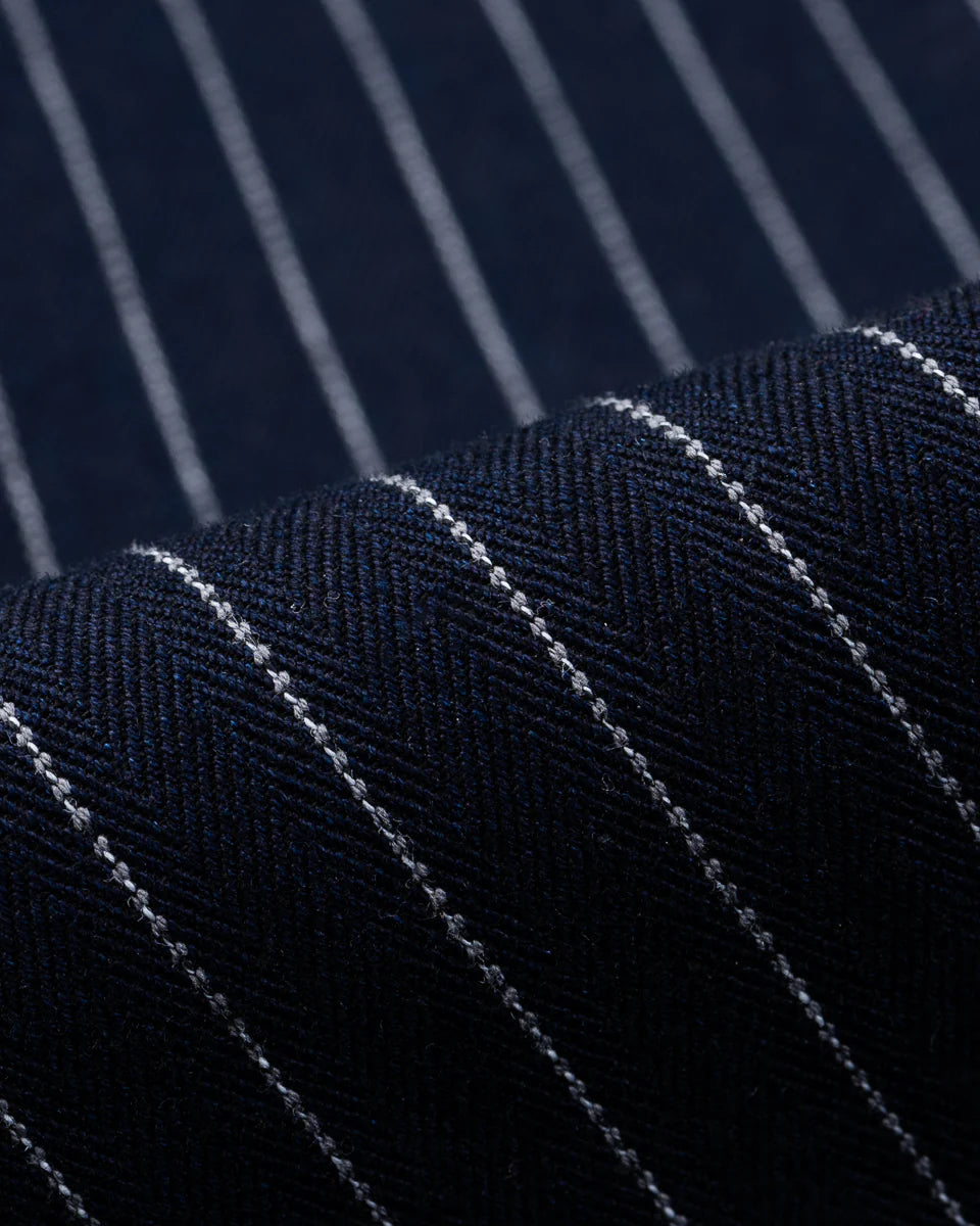 Iron Heart 8.5oz Herringbone Stripe Western Shirt - Indigo