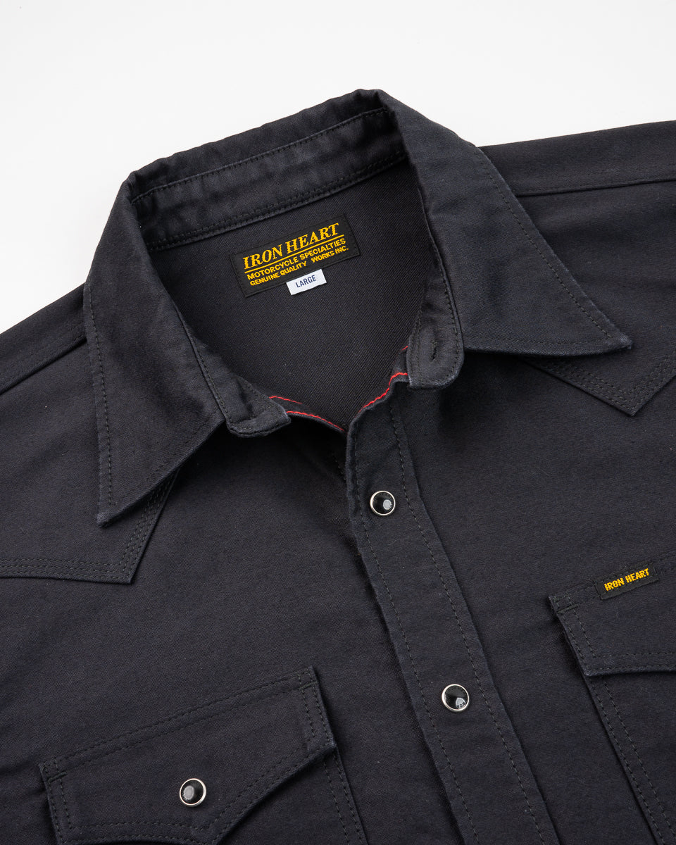 Iron Heart 12oz Military Moleskin Western Shirt - Black