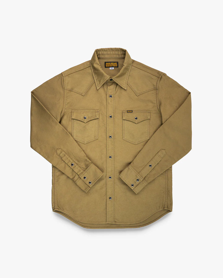 Iron Heart 12oz Military Moleskin Western Shirt - Khaki