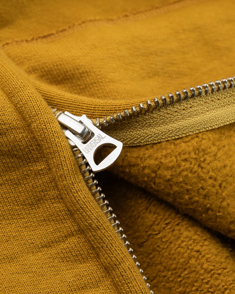 Iron Heart 14oz Ultra Heavyweight Loopwheel Cotton Zippered Hoodie - Mustard