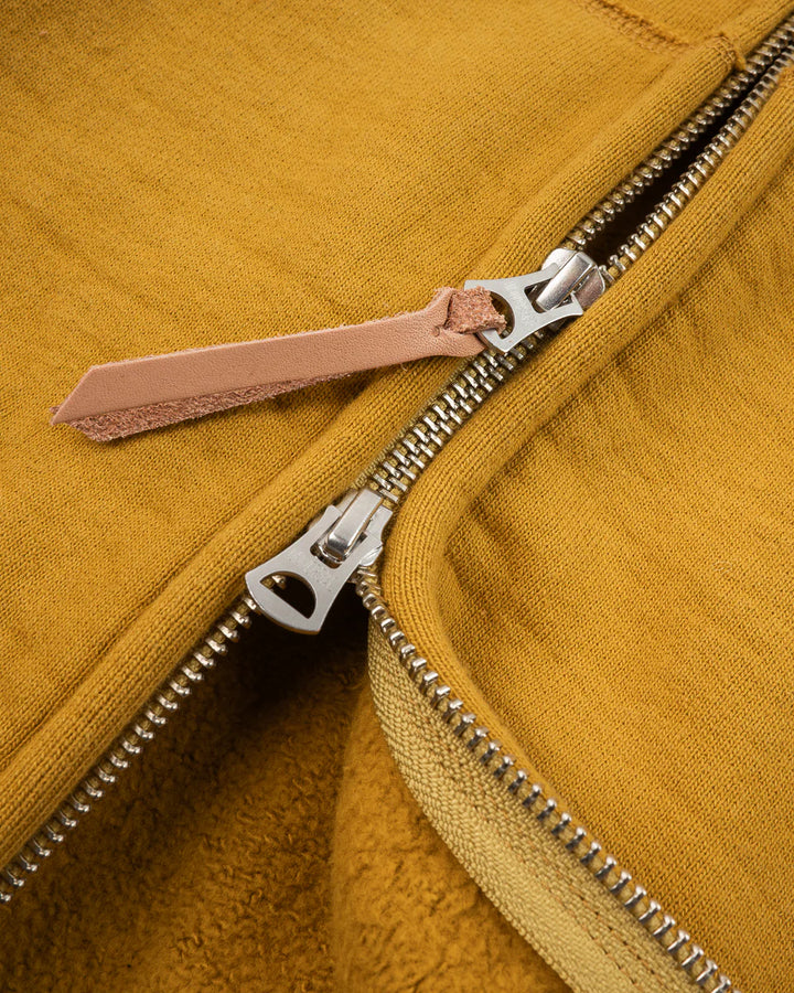 Iron Heart 14oz Ultra Heavyweight Loopwheel Cotton Zippered Hoodie - Mustard