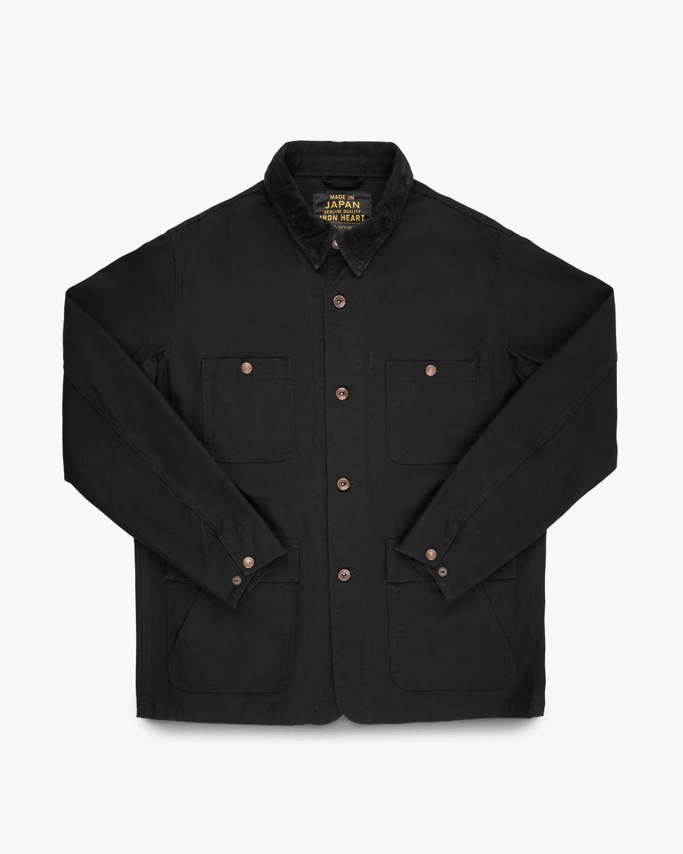 Iron Heart 10oz Kurashikizome Organic Cotton Duck Chore Jacket - Black