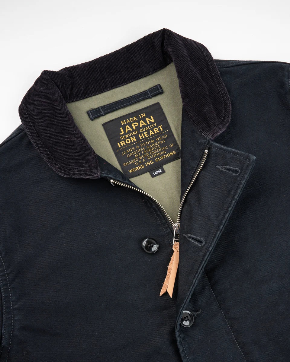 Iron Heart 12oz Whipcord Lightweight N1 Deck Jacket - Black