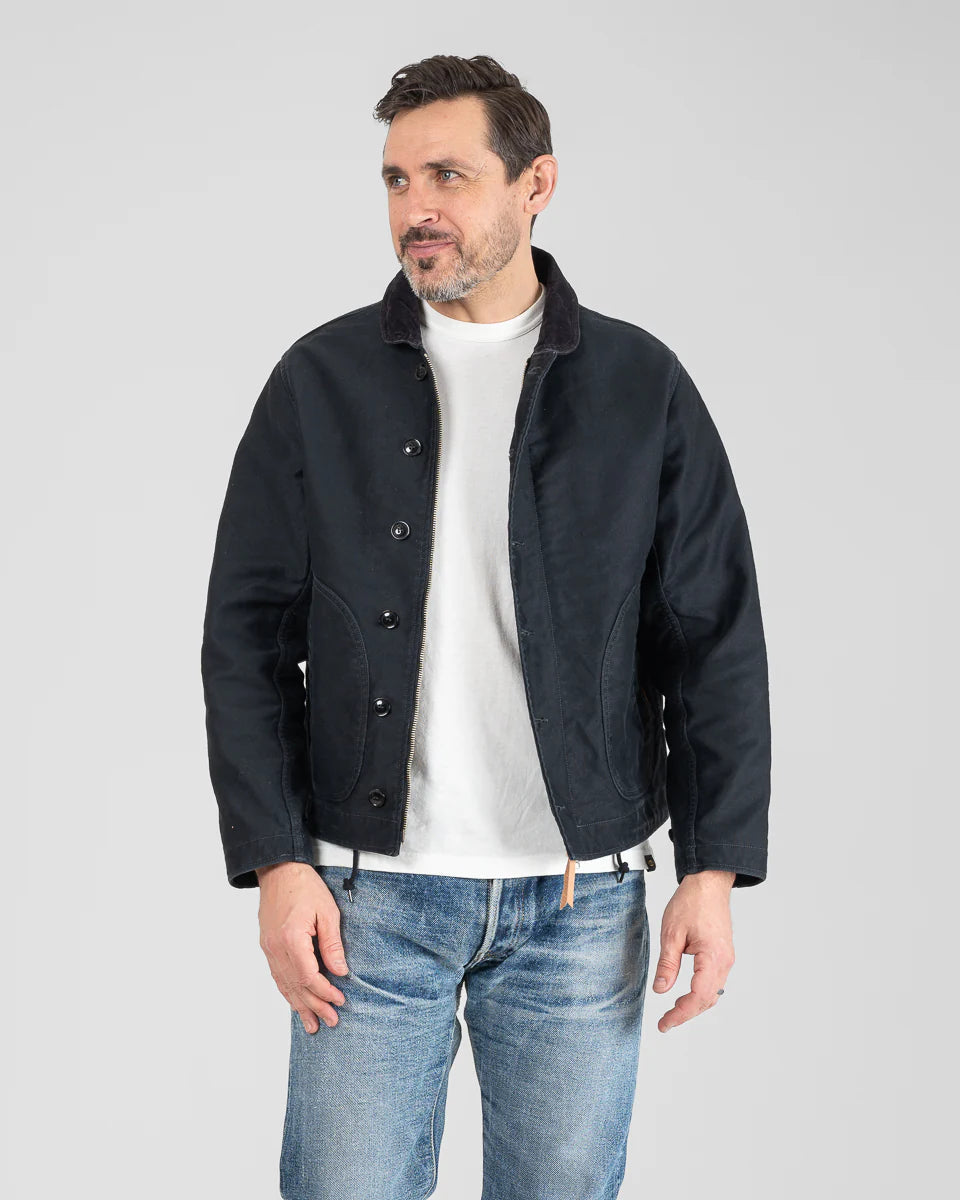 Iron Heart 12oz Whipcord Lightweight N1 Deck Jacket - Black