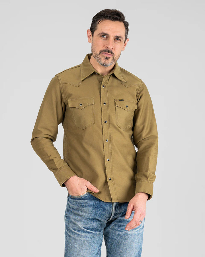 Iron Heart 12oz Military Moleskin Western Shirt - Khaki