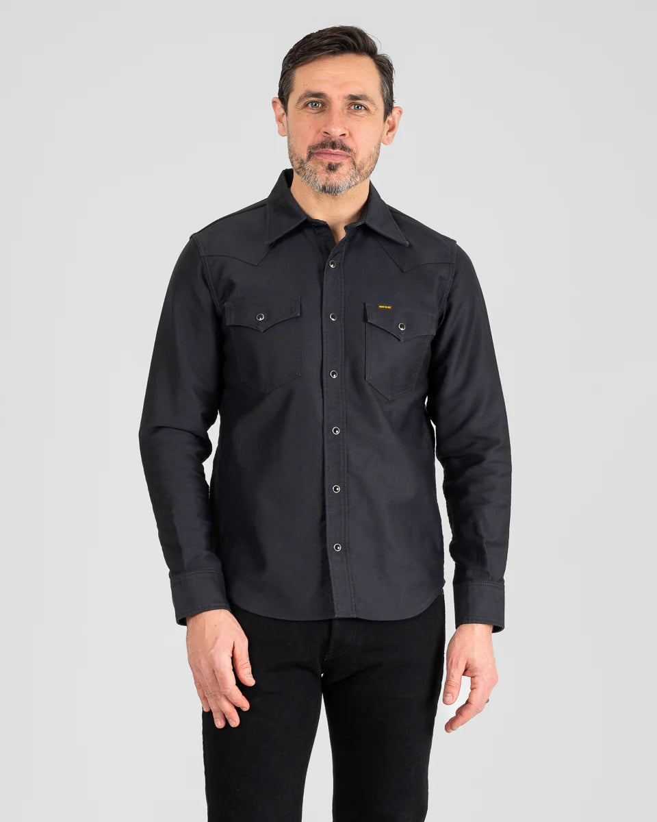 Iron Heart 12oz Military Moleskin Western Shirt - Black