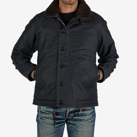 Iron Heart Oiled Whipcord N1 Deck Jacket - Black