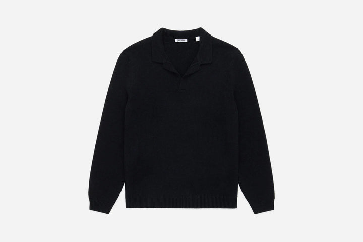 3sixteen Long Sleeve Knit Polo - Black Alpaca