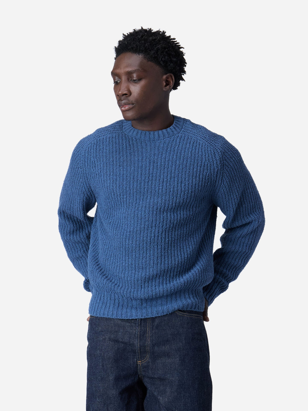 3sixteen Cotton Crewneck Sweater - Lapis Boucle