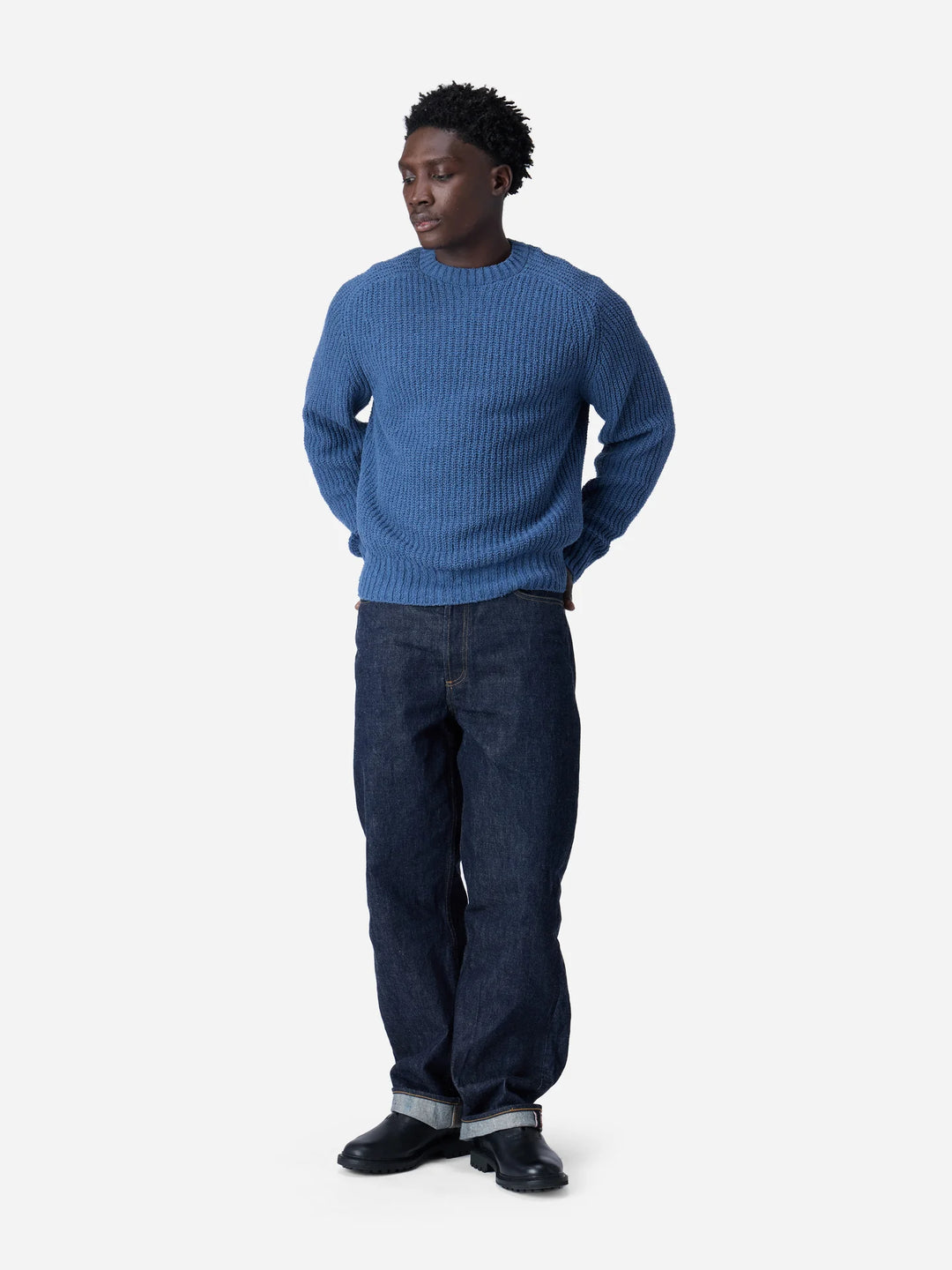 3sixteen Cotton Crewneck Sweater - Lapis Boucle