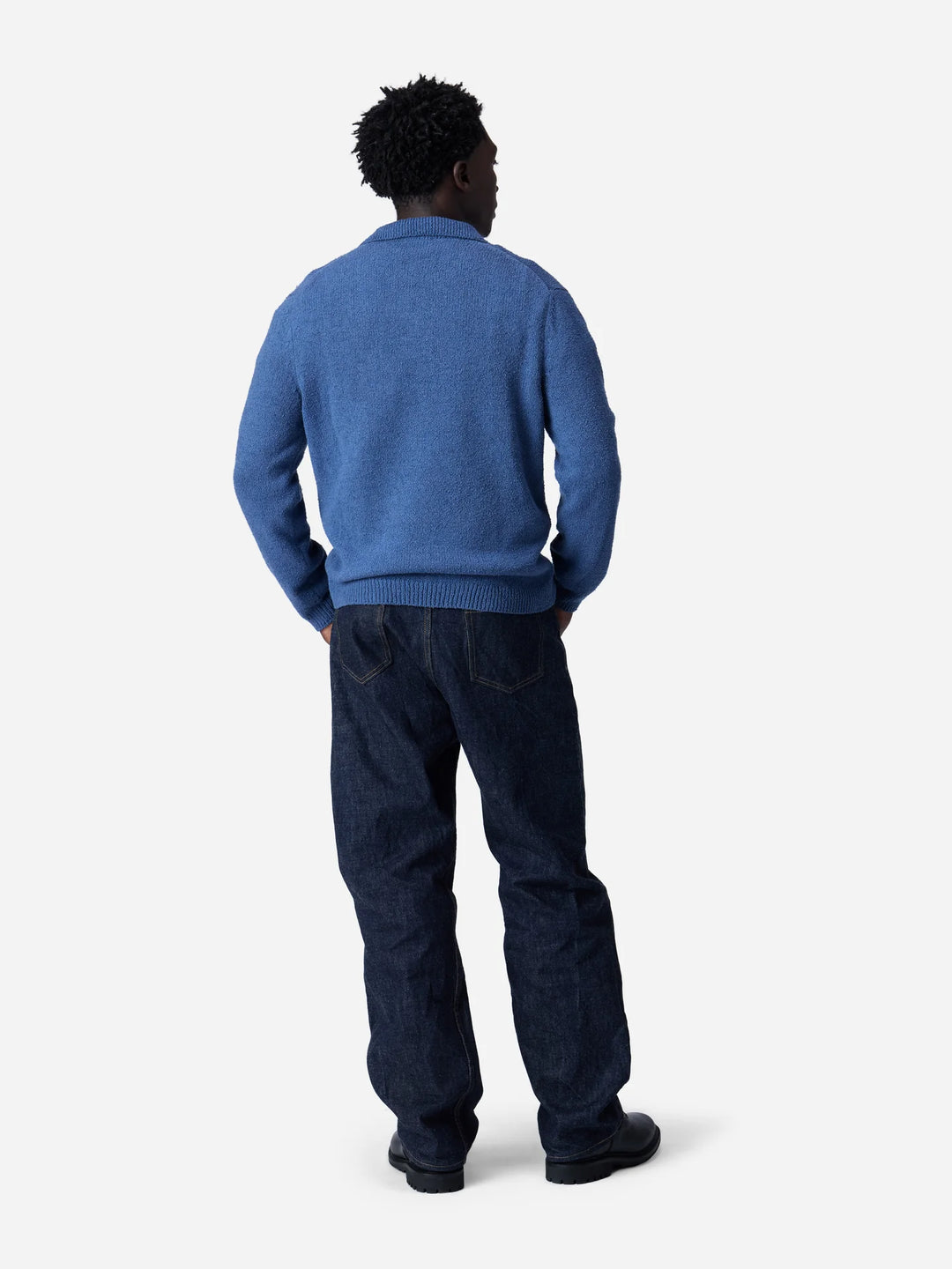 3sixteen Long Sleeve Knit Polo - Lapis Boucle