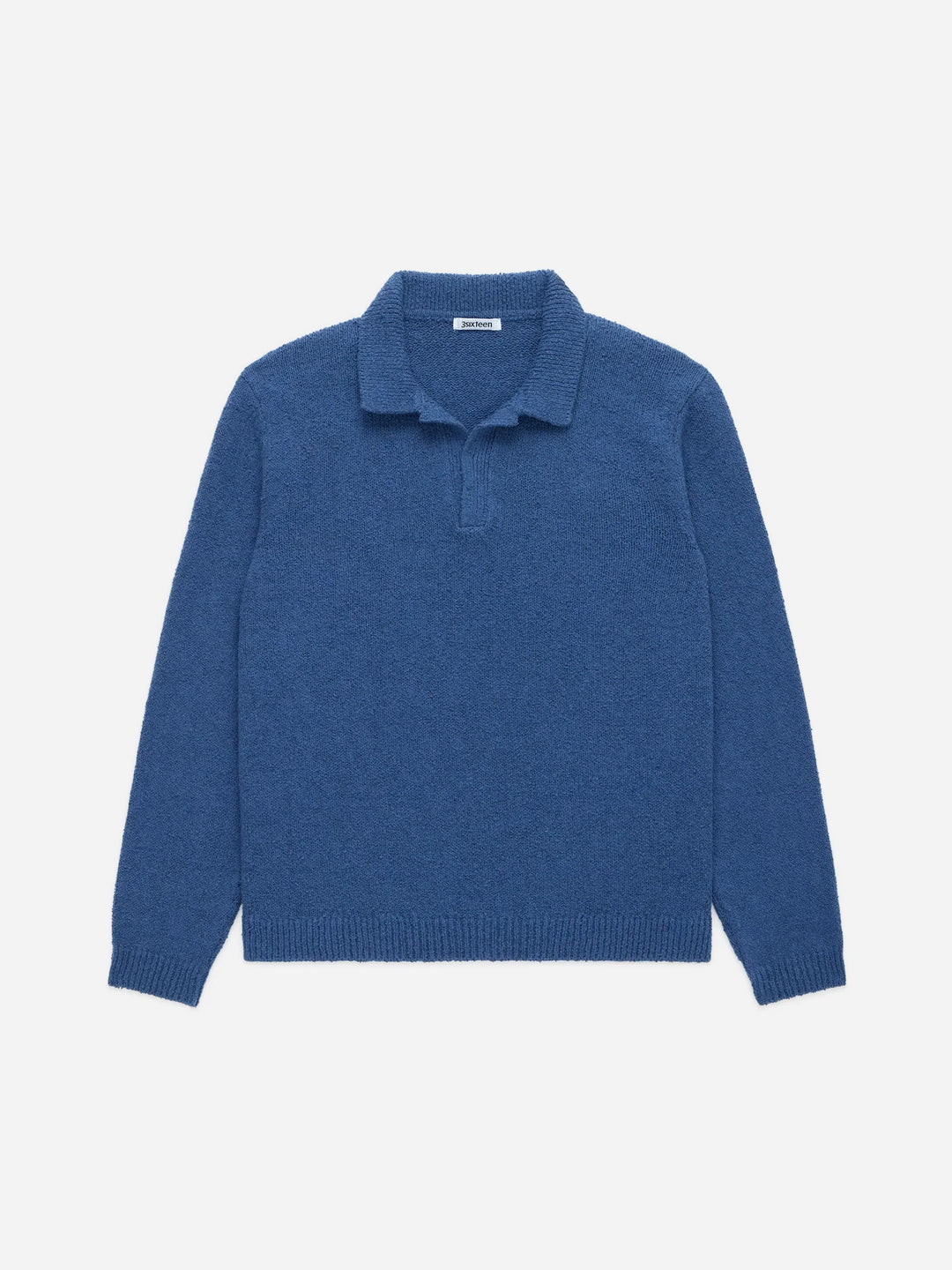 3sixteen Long Sleeve Knit Polo - Lapis Boucle