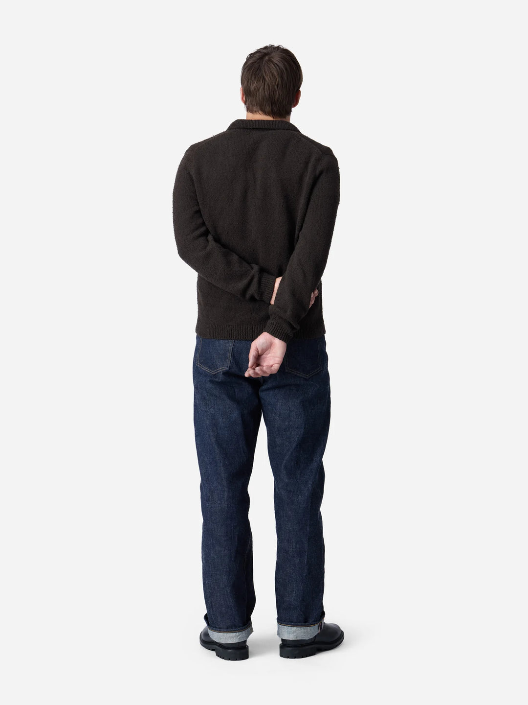 3sixteen Long Sleeve Knit Polo - Bark Boucle