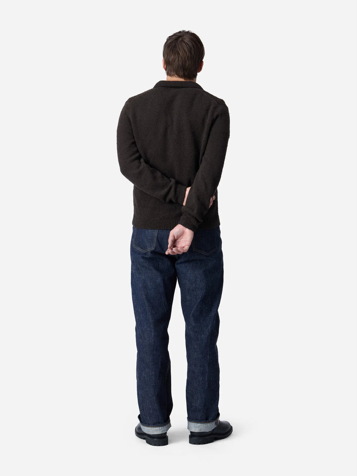 3sixteen Long Sleeve Knit Polo - Bark Boucle