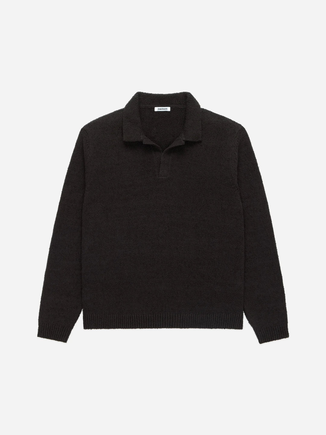 3sixteen Long Sleeve Knit Polo - Bark Boucle