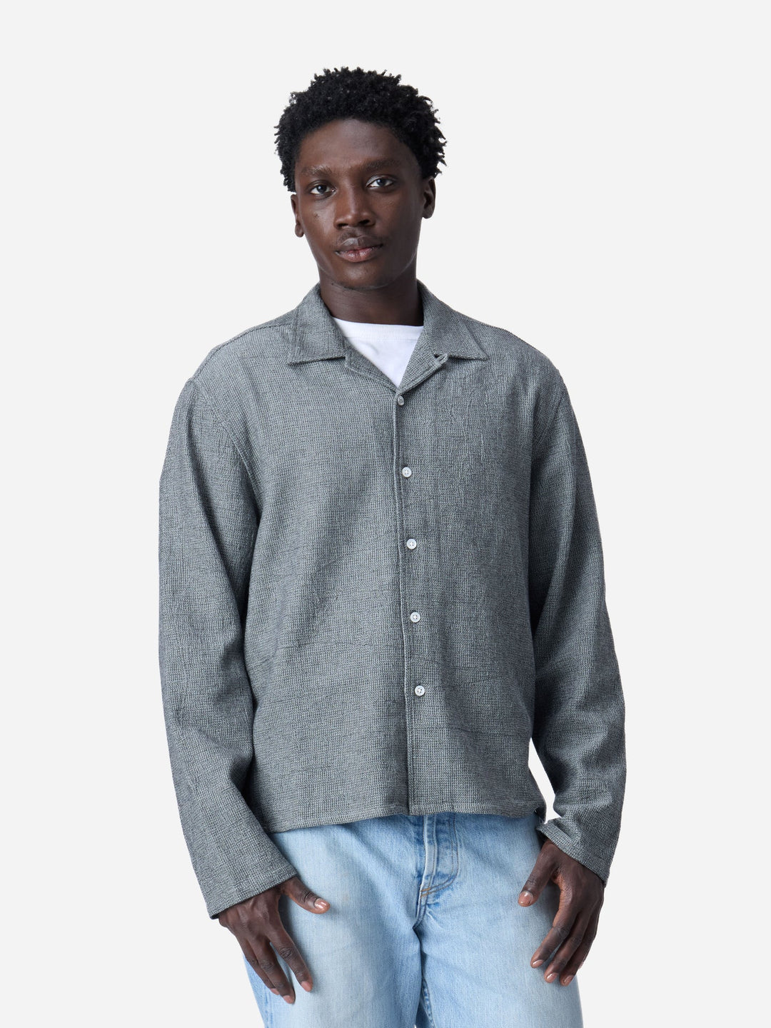 3sixteen Loop Collar Shirt - Black Marled