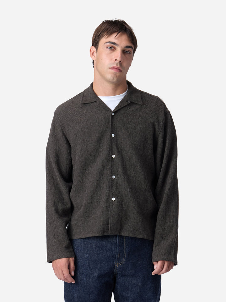 3sixteen Loop Collar Shirt - Chocolate Marled