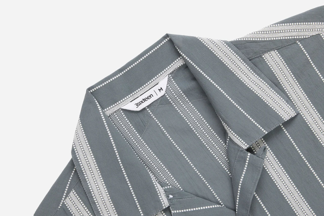 3sixteen Cabana Shirt - Sage Ticking Stripe