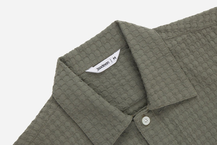 3sixteen Resort Shirt - Olive Geo Weave