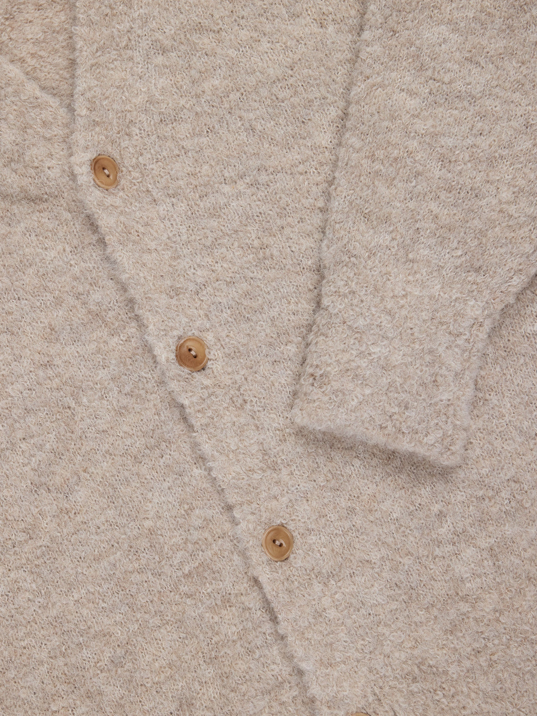 3Sixteen - V-Neck Cardigan in Khaki Boucle Alpaca