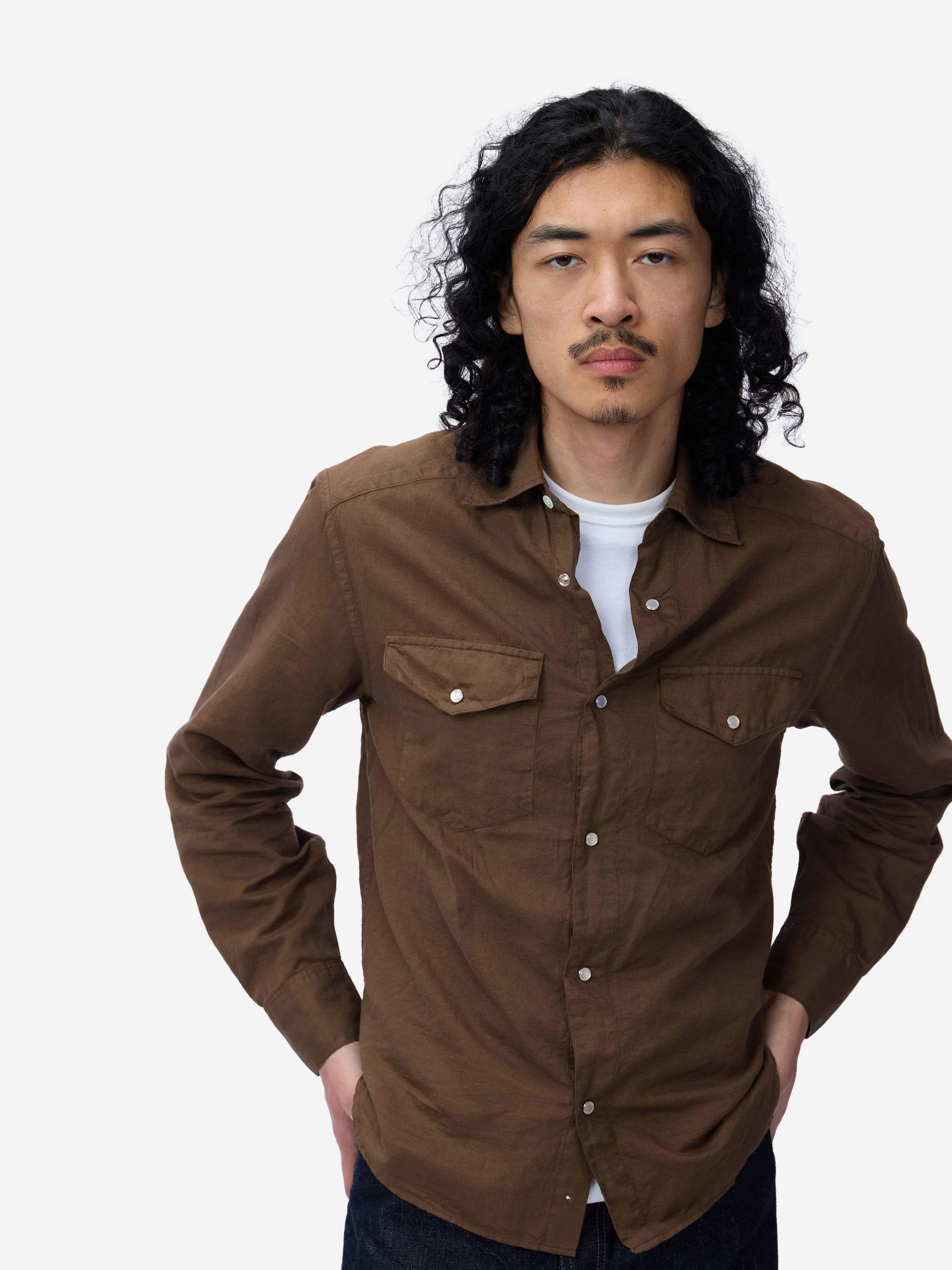 3sixteen Snap Western Shirt - Mocha Garment Dye – Berkeley Supply