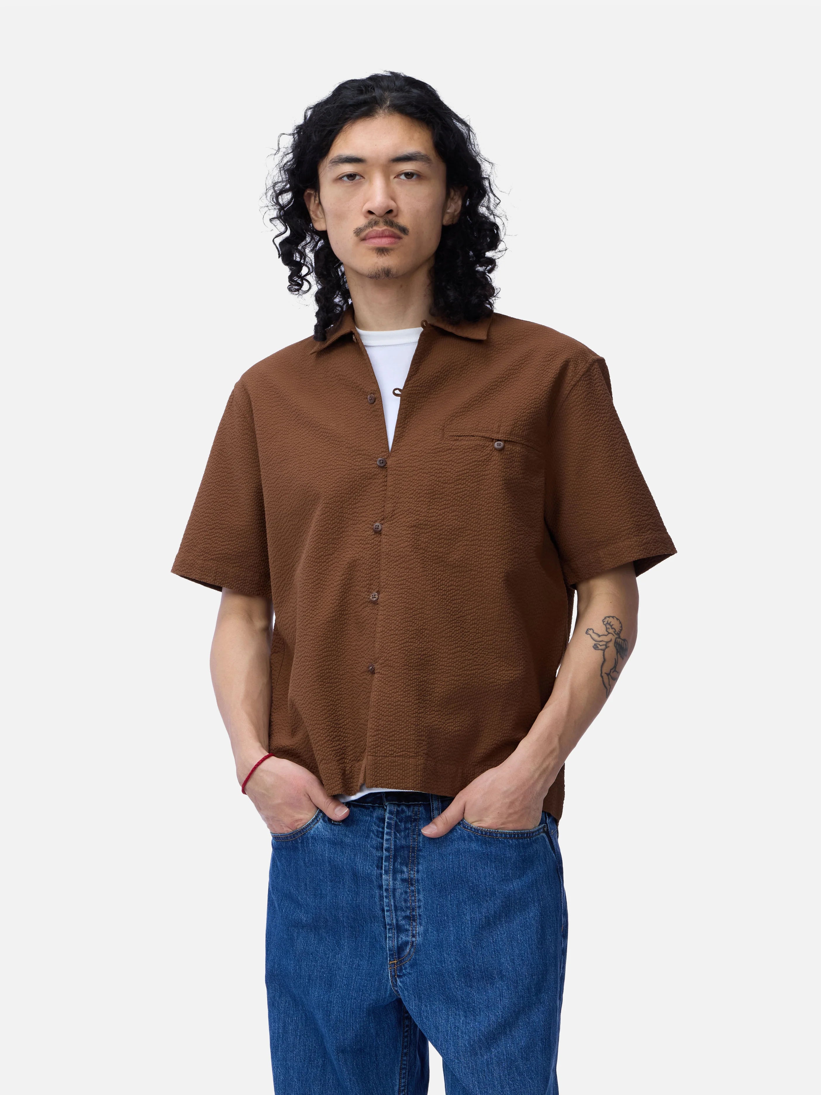 3sixteen Short Sleeve Loop Shirt - Cinnamon Seersucker – Berkeley