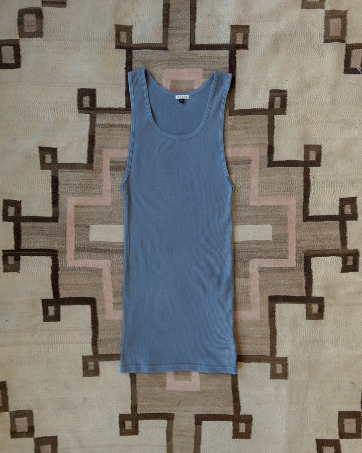 Wythe Tubular Cotton Ribbed Tank Top - Indigo
