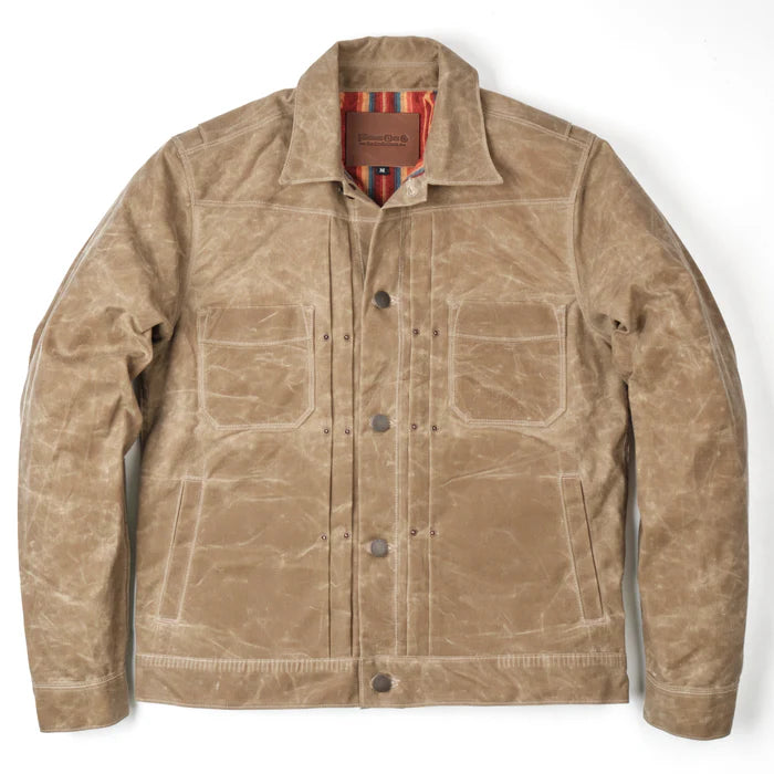 Freenote Cloth Riders Jacket Waxed Canvas - Tobacco Brown Interior