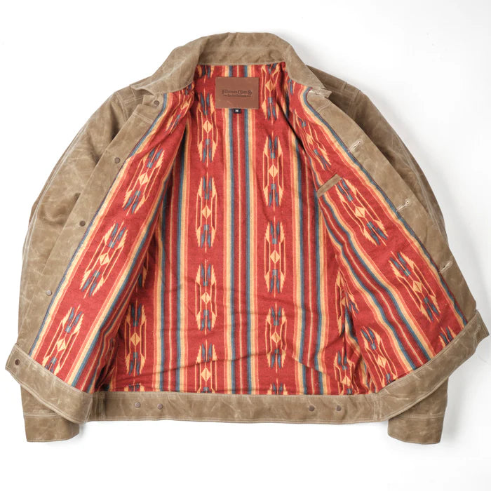 Freenote Cloth Riders Jacket Waxed Canvas - Tobacco Brown Interior