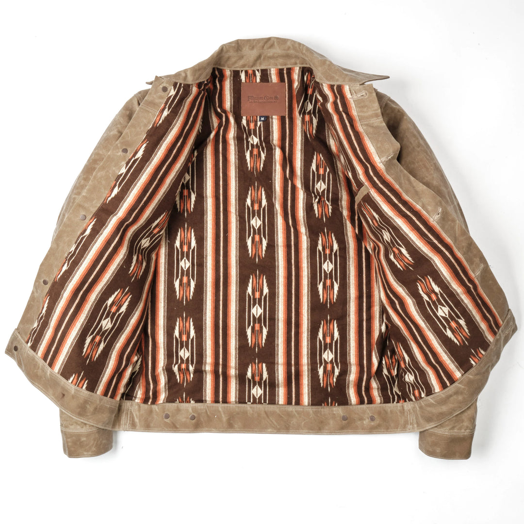 Freenote Cloth Riders Jacket Waxed Canvas - Tobacco Brown Interior