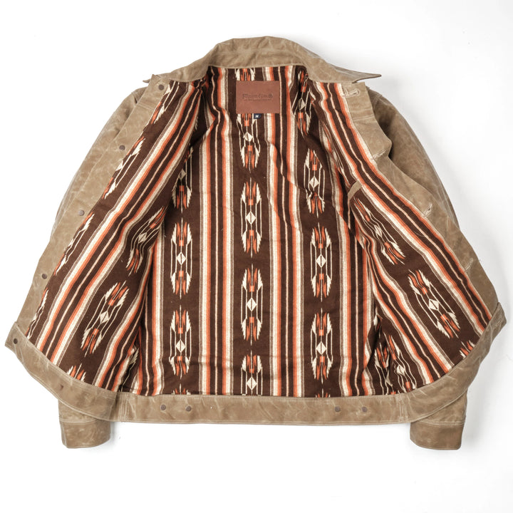 Freenote Cloth Riders Jacket Waxed Canvas - Tobacco Brown Interior