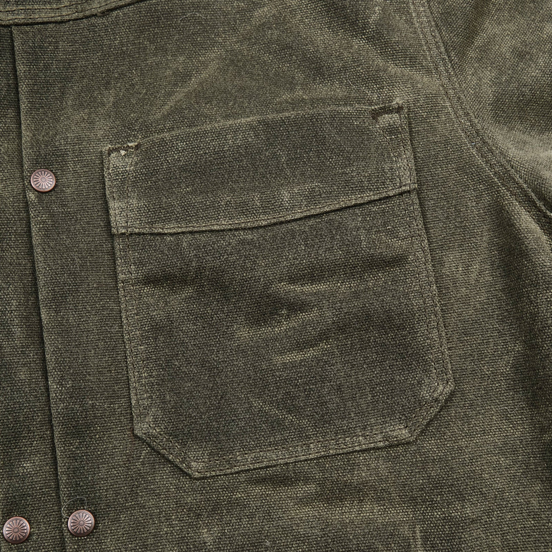 Freenote Cloth  - Riders Jacket Heavy Waxed Canvas in Olive Alpaca