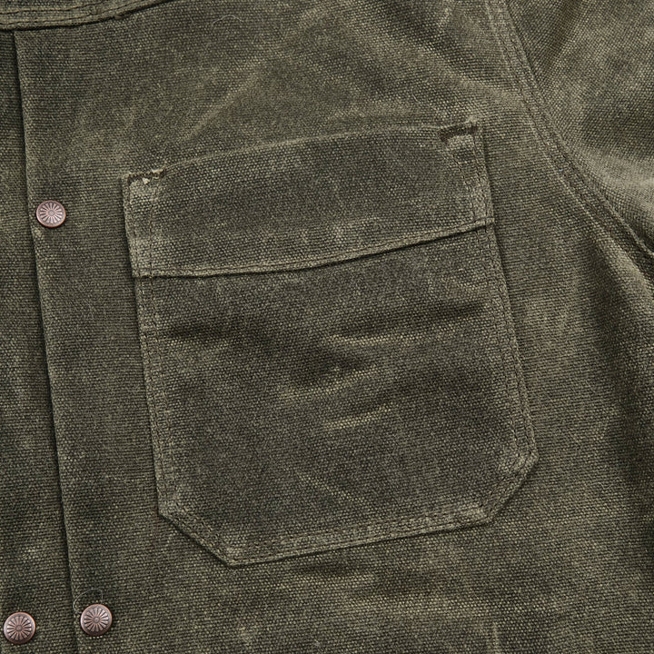 Freenote Cloth  - Riders Jacket Heavy Waxed Canvas in Olive Alpaca