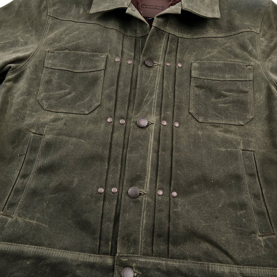 Freenote Cloth  - Riders Jacket Heavy Waxed Canvas in Olive Alpaca