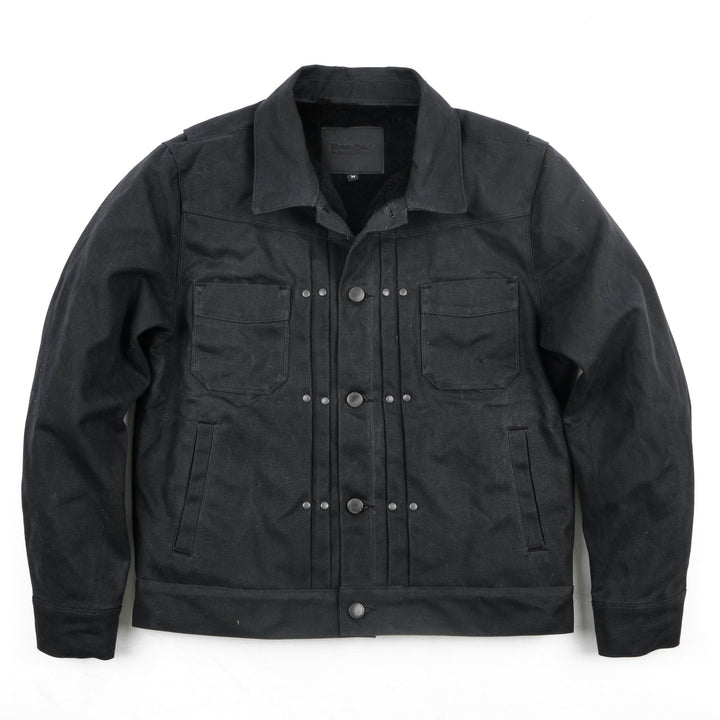 Freenote Cloth  - Riders Jacket Heavy Waxed Canvas in Black Alpaca