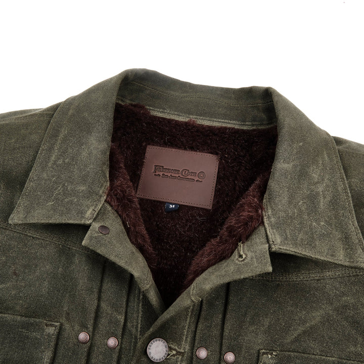 Freenote Cloth  - Riders Jacket Heavy Waxed Canvas in Olive Alpaca