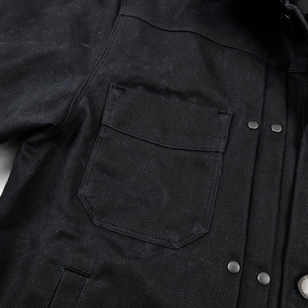 Freenote Cloth  - Riders Jacket Heavy Waxed Canvas in Black Alpaca
