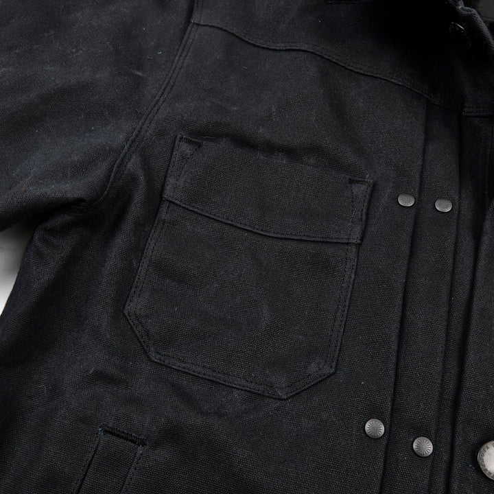 Freenote Cloth  - Riders Jacket Heavy Waxed Canvas in Black Alpaca