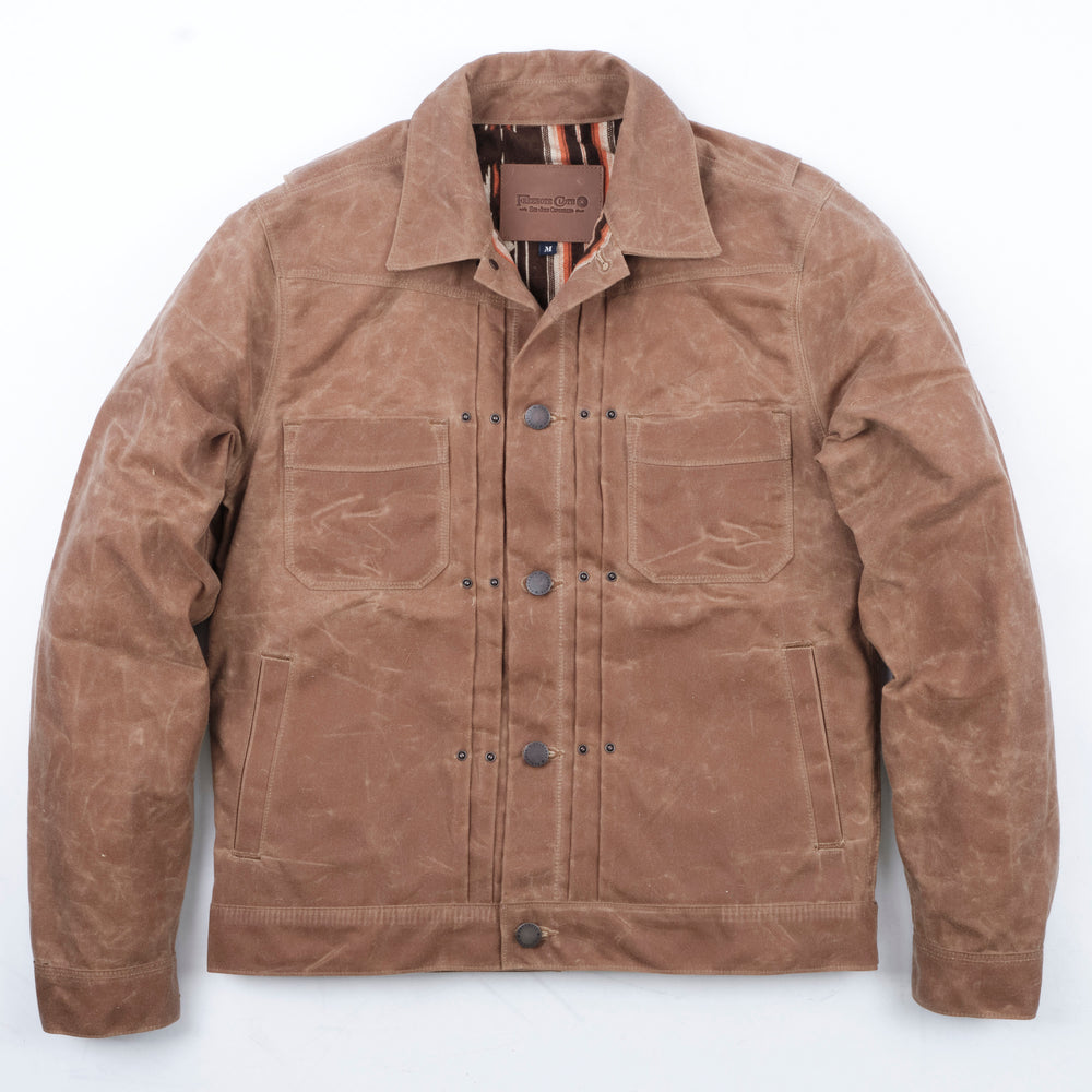 Freenote Cloth - Waxed Canvas Riders Jacket in Rust with Orange Interior