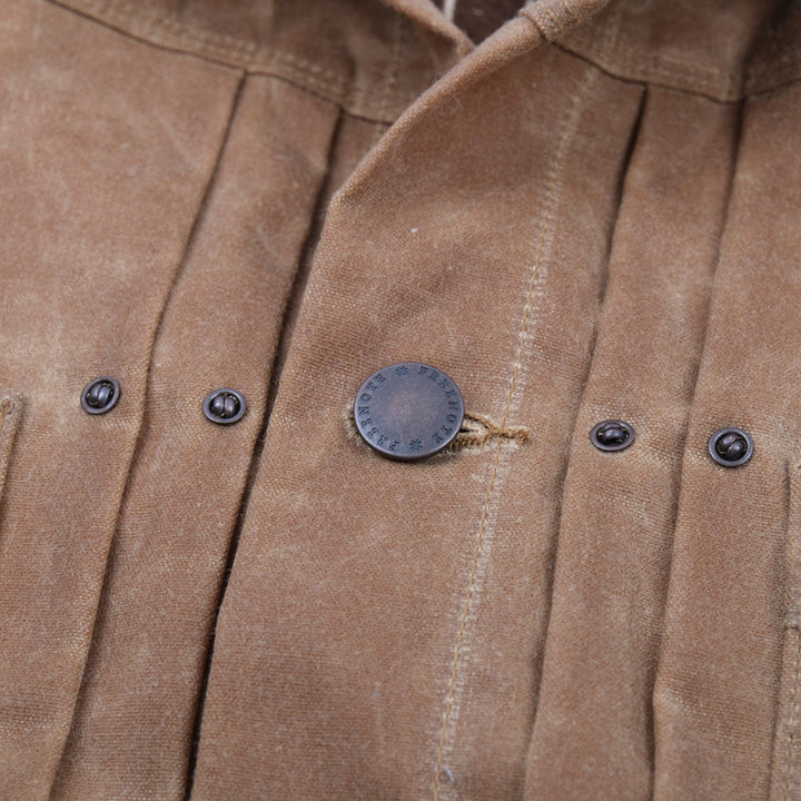 Freenote Cloth - Waxed Canvas Riders Jacket in Rust with Orange Interior