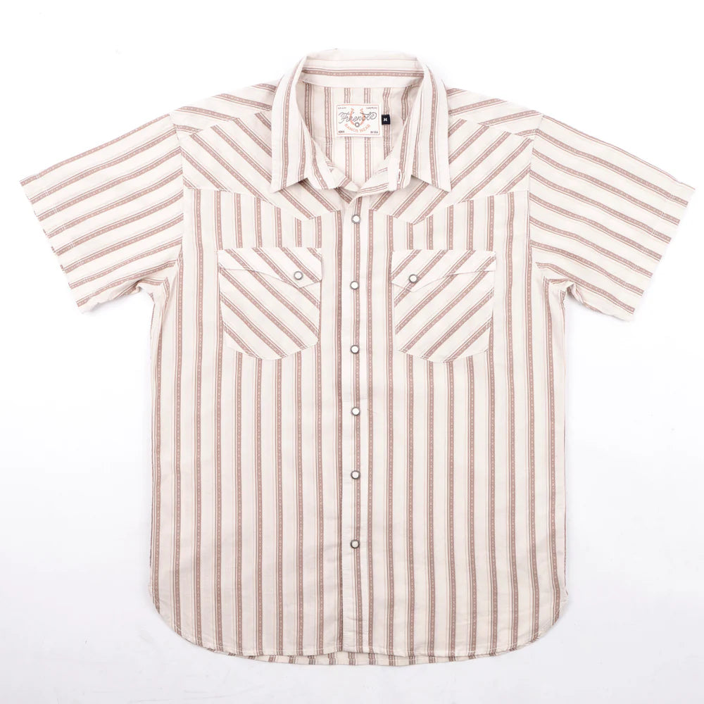 Freenote Cloth Calico Short Sleeve - Brown Stripe