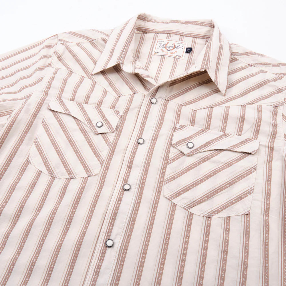 Freenote Cloth Calico Short Sleeve - Brown Stripe